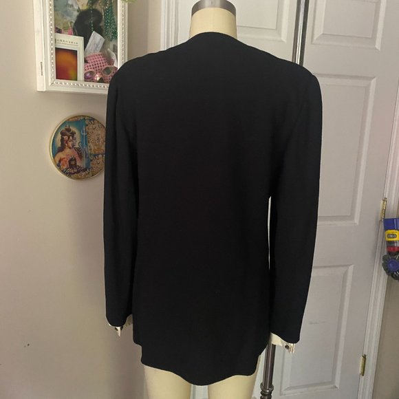 VINTAGE Gucci BLACK Wool Satin Silk Lined Draped Wrap Blazer Jacket 42 MEDIUM - Picture 5 of 11